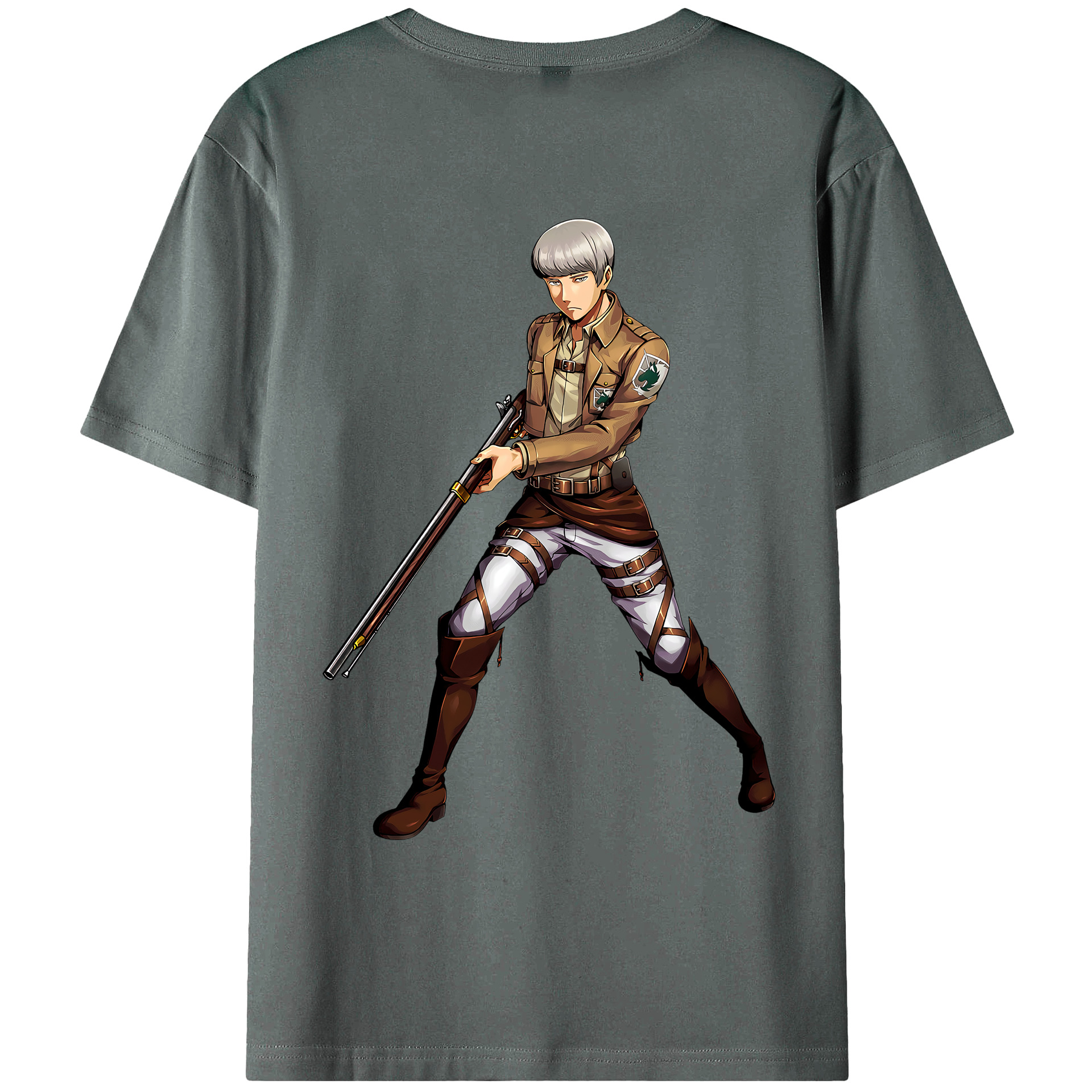 （画像用） 進撃の巨人 Attack on Titan 綿100％ メンズ半袖Tシャツ（バックプリント） 通気性